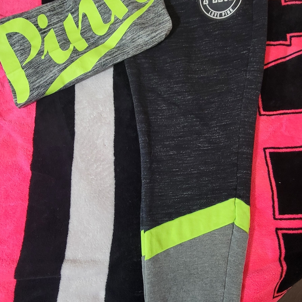 PINK Victoria's Secret Gray and Neon Yellow Shorts - Picture 7 of 8